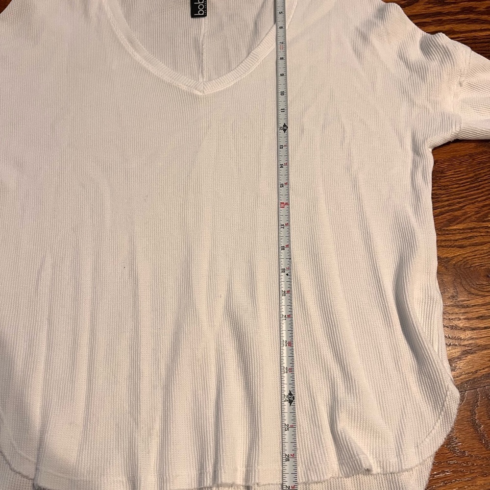 bobi Los Angeles White Ribbed V-Neck Long Sleeve Top Size L NWT - Picture 4 of 10